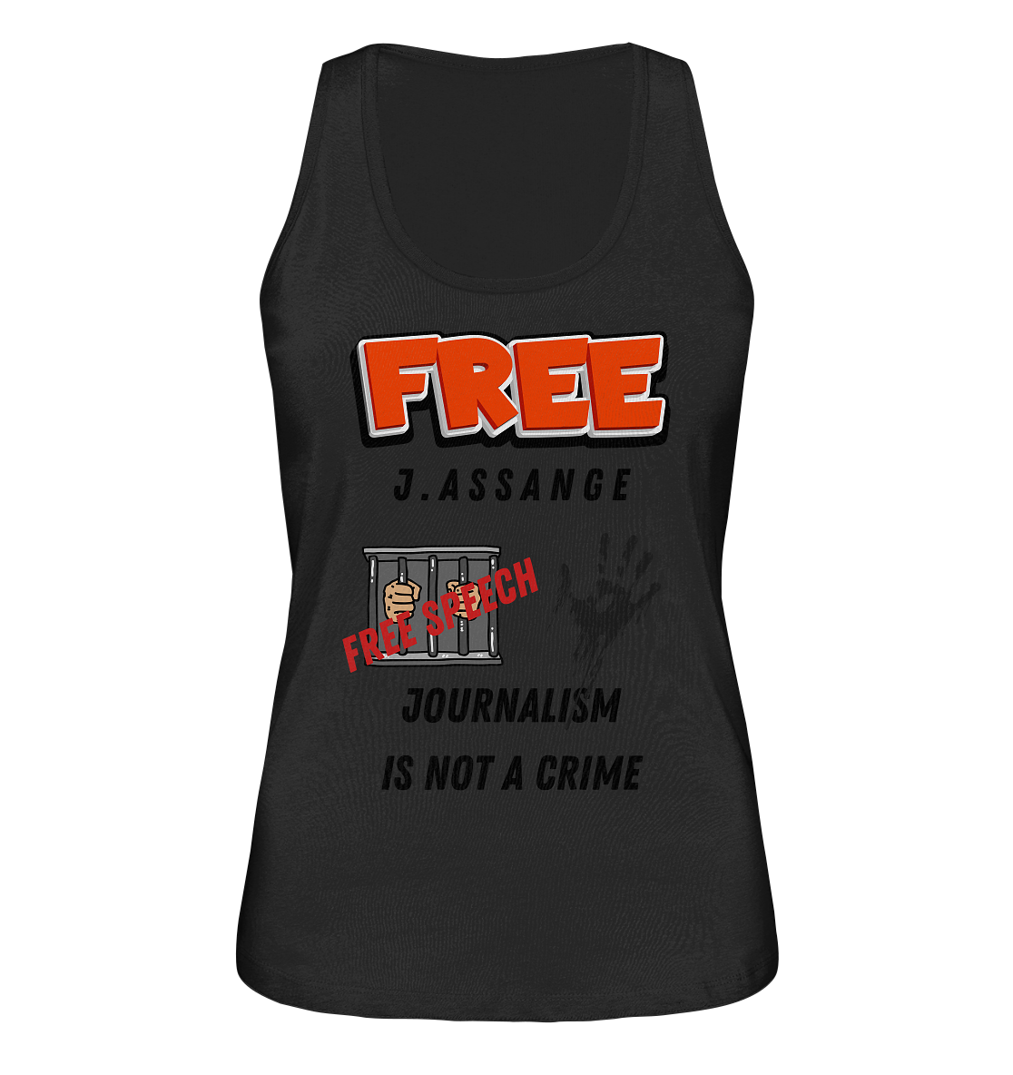 FREE J.ASSANGE - JOURNALISM IS NOT A CRIME # FREE SPEECH (2 GRAFIKEN) - Ladies Collection 21% Rabatt bis zum Halving 2024) - Ladies Organic Tank-Top