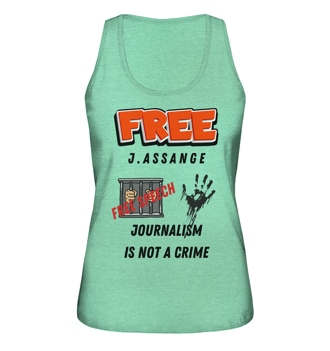 FREE J.ASSANGE - JOURNALISM IS NOT A CRIME # FREE SPEECH (2 GRAFIKEN) - Ladies Collection 21% Rabatt bis zum Halving 2024) - Ladies Organic Tank-Top