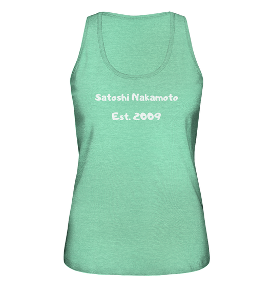 SATOSHI NAKAMOTO Est. 2009 (Signatur pur) - LADIES COLLECTION 21% automat. Rabatt bis zum Halving 2024   - Ladies Organic Tank-Top