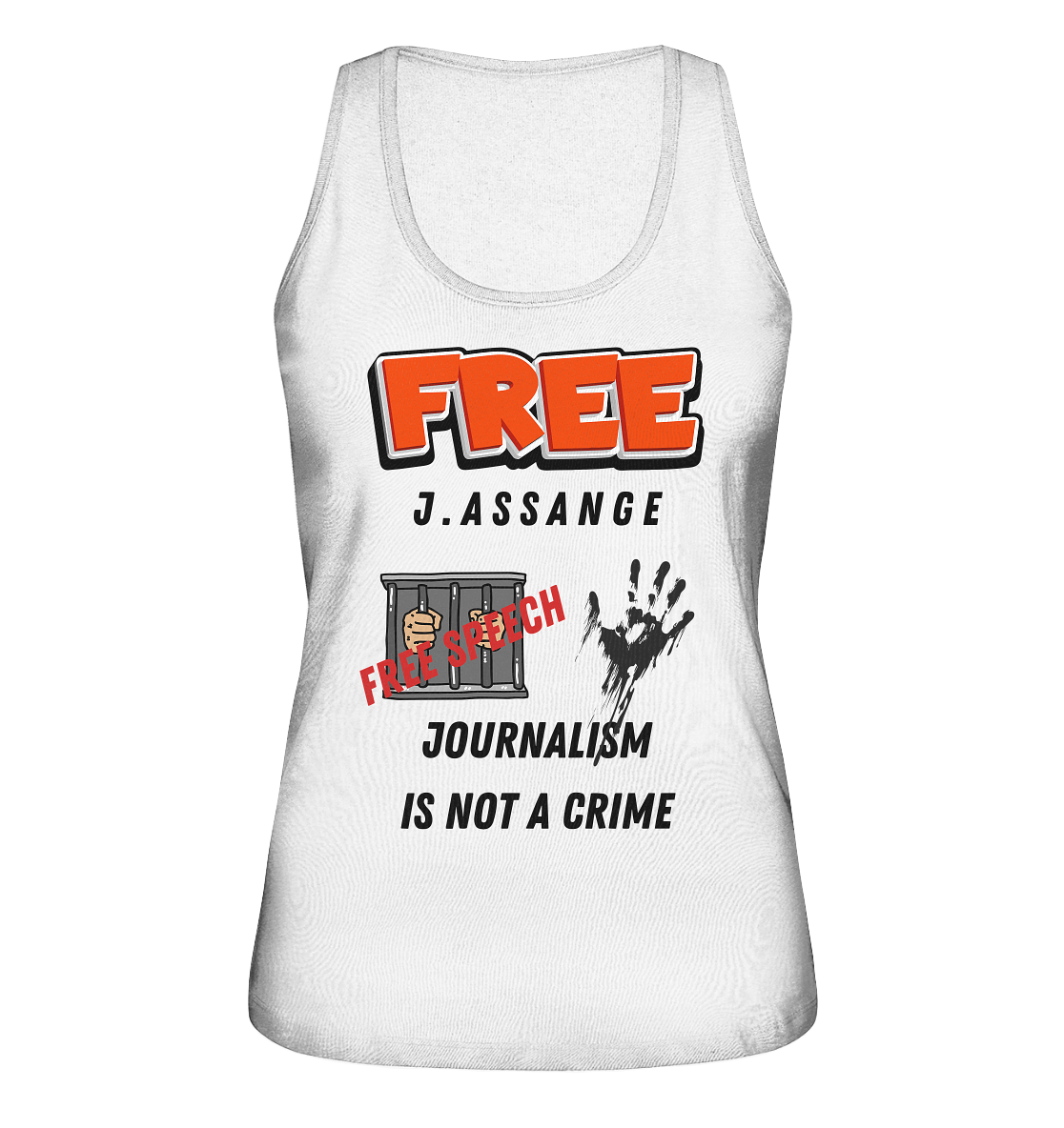 FREE J.ASSANGE - JOURNALISM IS NOT A CRIME # FREE SPEECH (2 GRAFIKEN) - Ladies Collection 21% Rabatt bis zum Halving 2024) - Ladies Organic Tank-Top