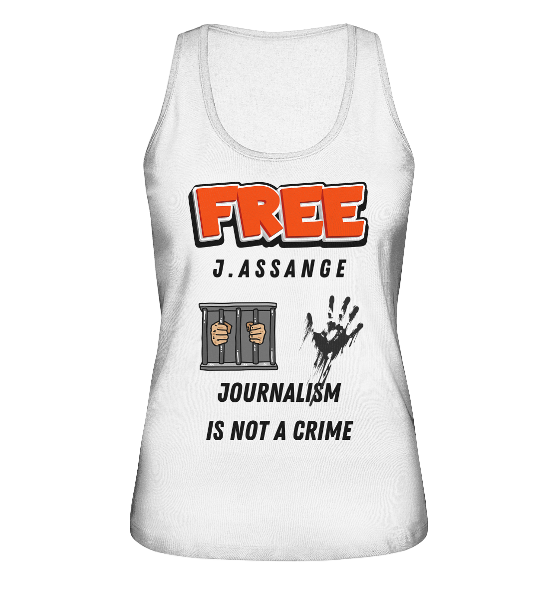 FREE J. ASSANGE - JOURNALISM IS NOT A CRIME (2 Grafiken) - Ladies Collection 21% Rabatt bis zum Halving 2024) - Ladies Organic Tank-Top