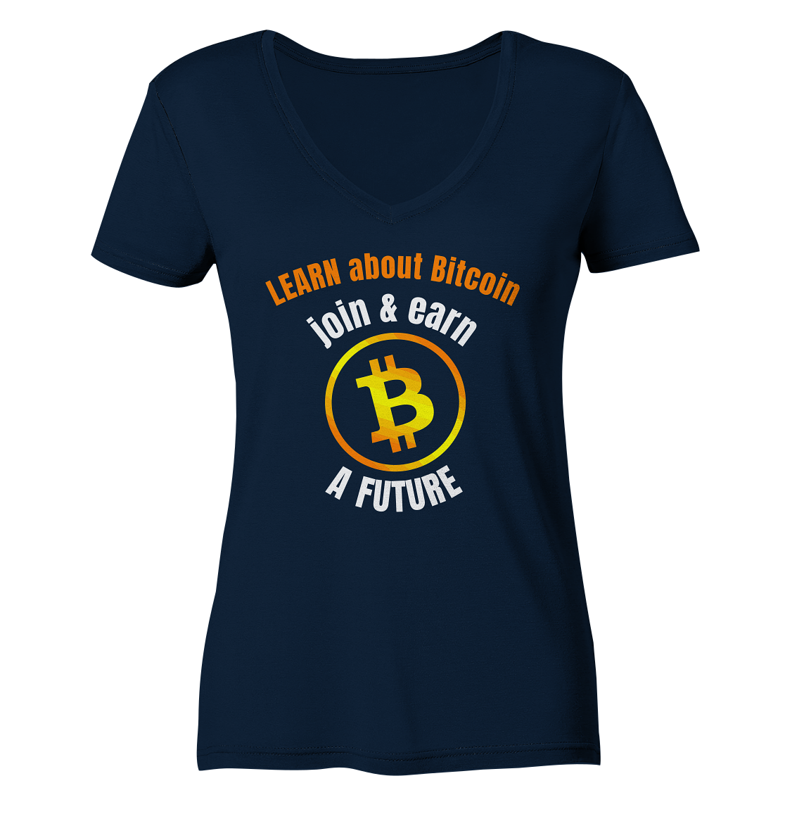 LEARN about BITCOIN join & earn A FUTURE - Ladies collection - Ladies Organic V-Neck Shirt