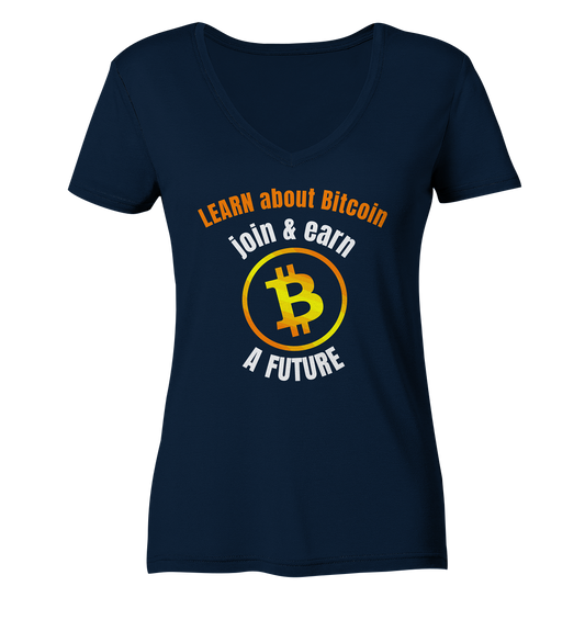 LEARN about BITCOIN join & earn A FUTURE - Ladies collection - Ladies Organic V-Neck Shirt