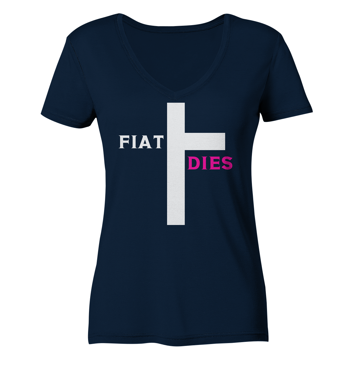 FIAT DIES (weiss / pink) - Ladies Collection  - Ladies Organic V-Neck Shirt