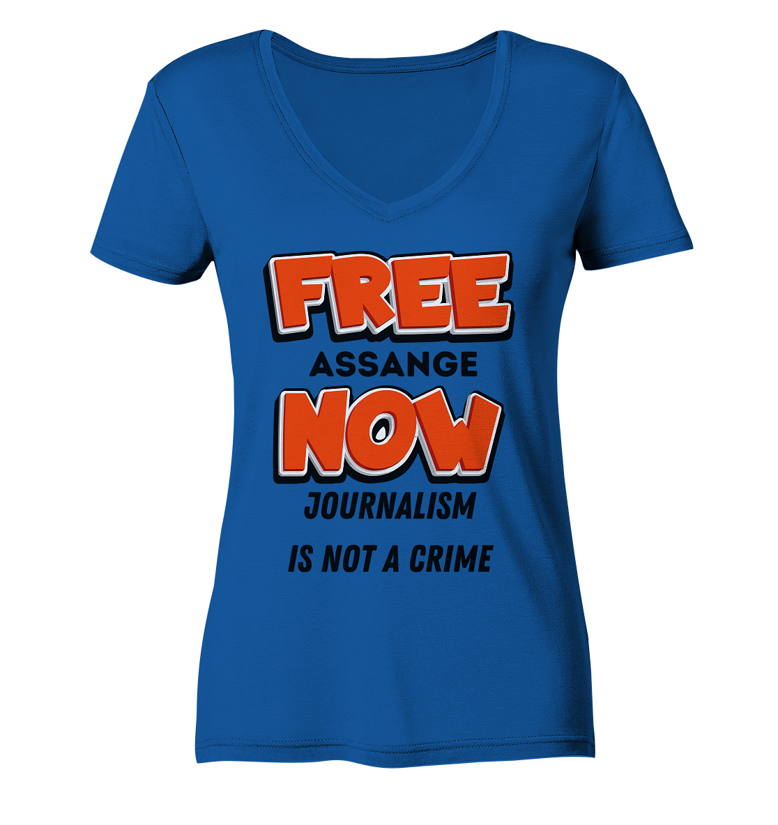 FREE ASSANGE NOW - JOURNALISM IS NOT A CRIME (Ladies Collection 21% Rabatt bis zum Halving 2024)  - Ladies Organic V-Neck Shirt