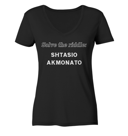 Solve the riddle - SHTASIO AKMONATO - Ladies Organic V-Neck Shirt