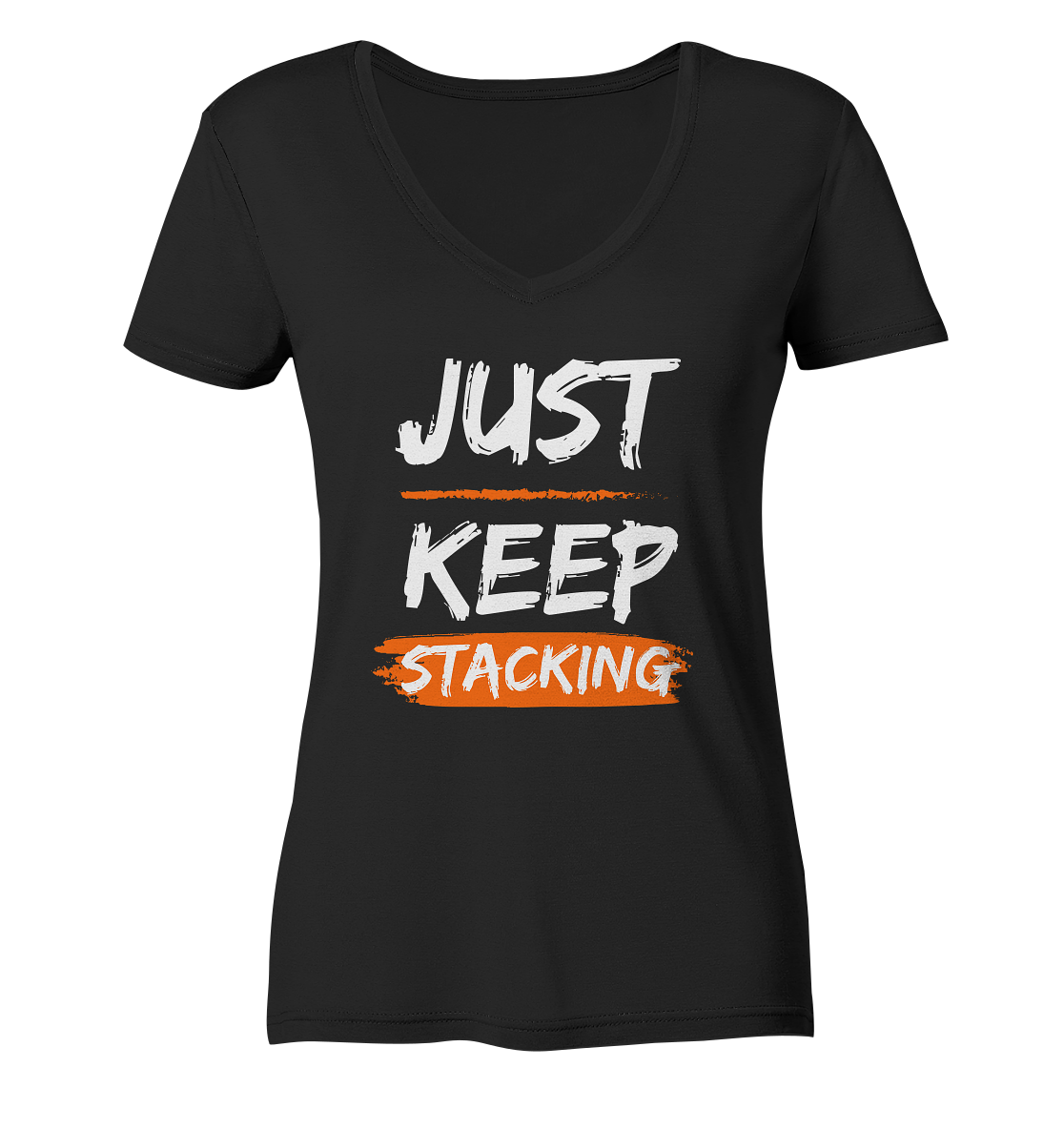 JUST KEEP STACKING - LADIES COLLECTION 21% automat. Rabatt bis zum Halving 2024   - Ladies Organic V-Neck Shirt