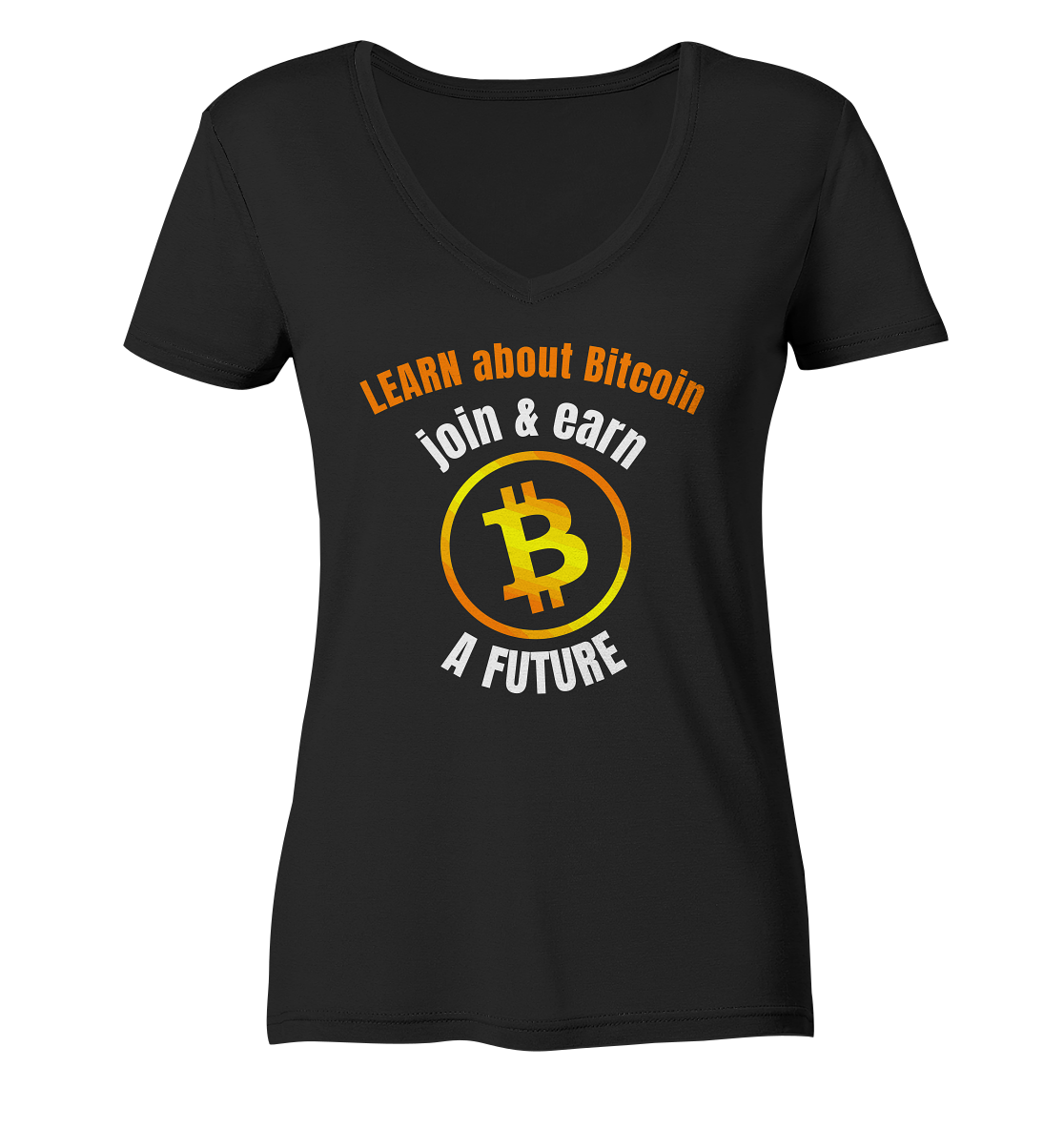 LEARN about BITCOIN join & earn A FUTURE - Ladies collection - Ladies Organic V-Neck Shirt