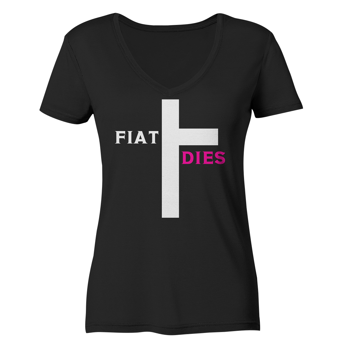 FIAT DIES (weiss / pink) - Ladies Collection  - Ladies Organic V-Neck Shirt