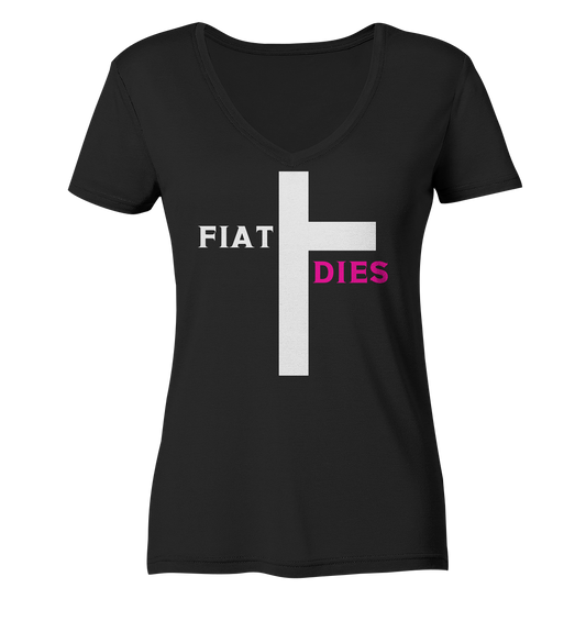 FIAT DIES (weiss / pink) - Ladies Collection  - Ladies Organic V-Neck Shirt