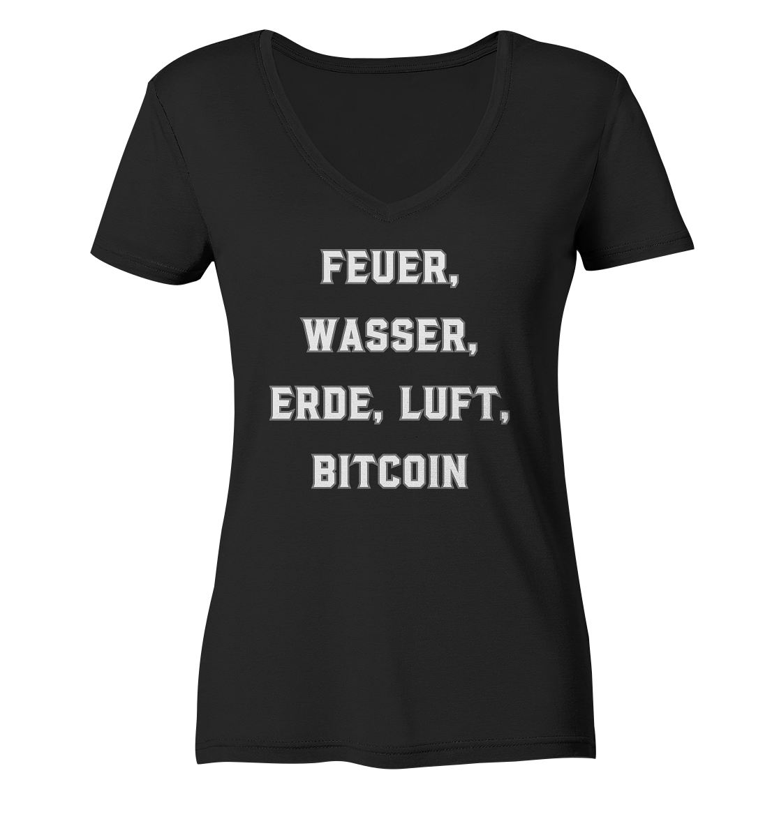 FEUER, WASSER, ERDE, LUFT, BITCOIN- Ladies Collection  - Ladies Organic V-Neck Shirt
