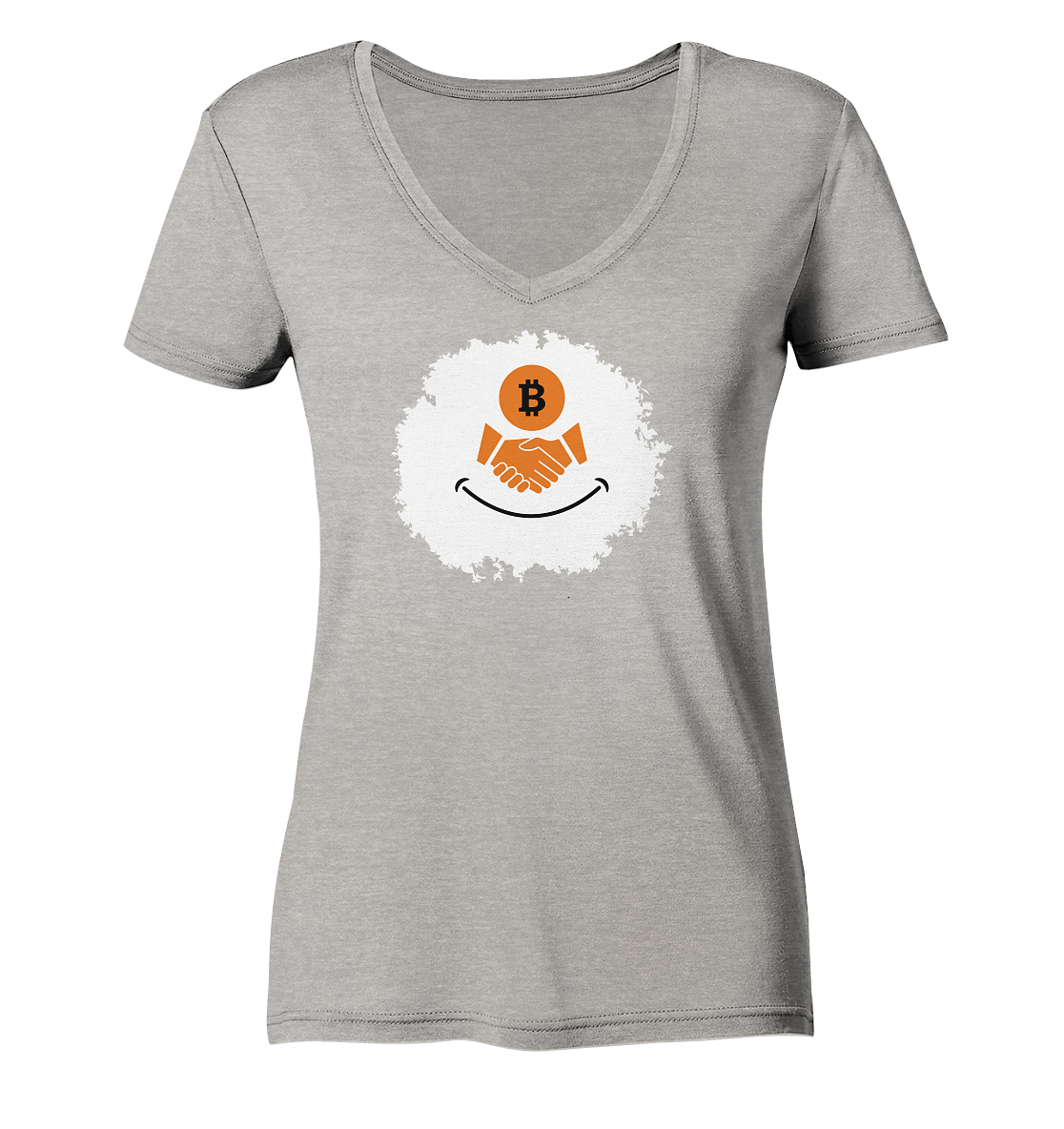 Smiley Bitcoin handshake - (Ladies Collection 21% Rabatt bis zum Halving 2024) - Ladies Organic V-Neck Shirt