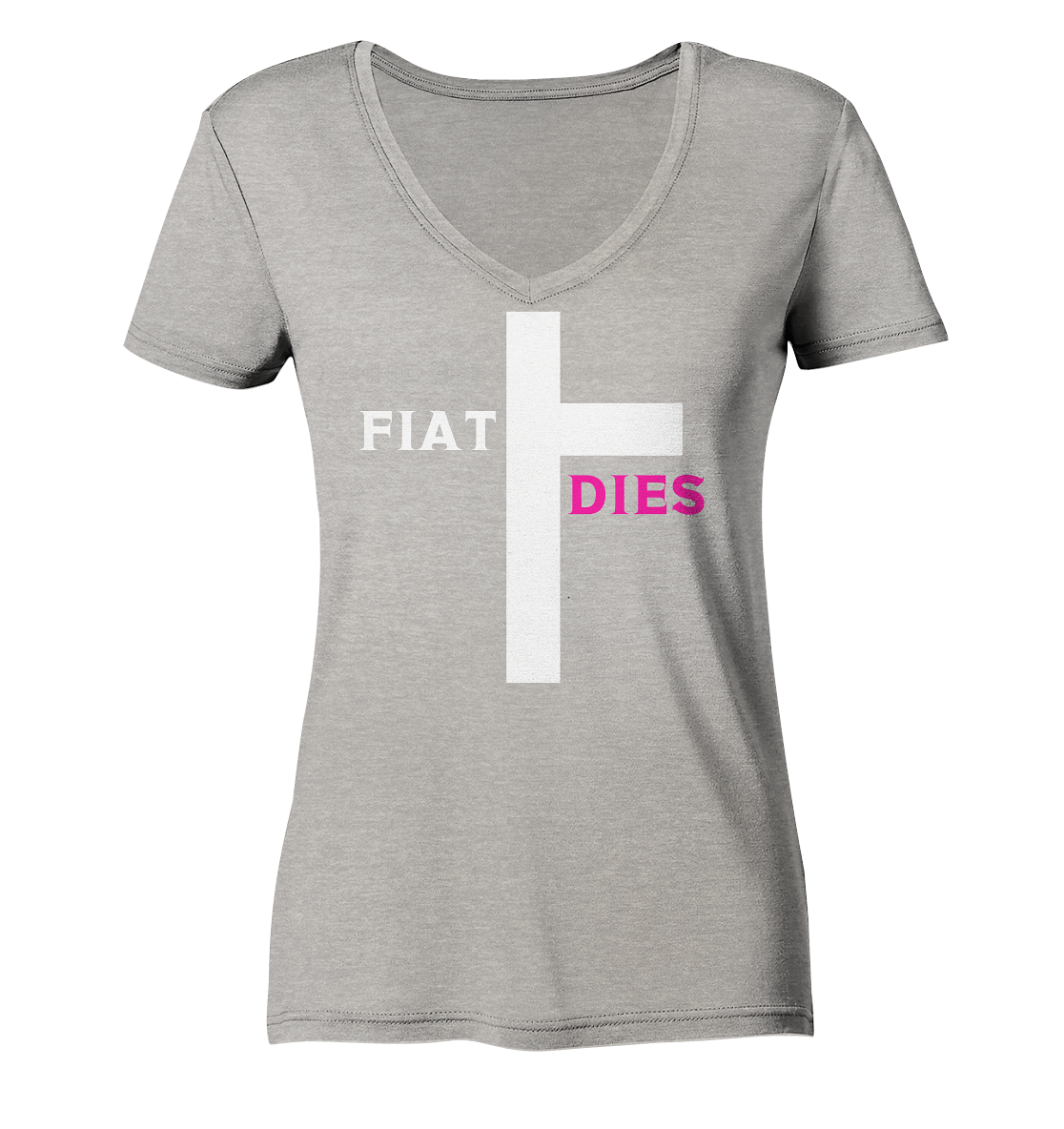 FIAT DIES (weiss / pink) - Ladies Collection  - Ladies Organic V-Neck Shirt