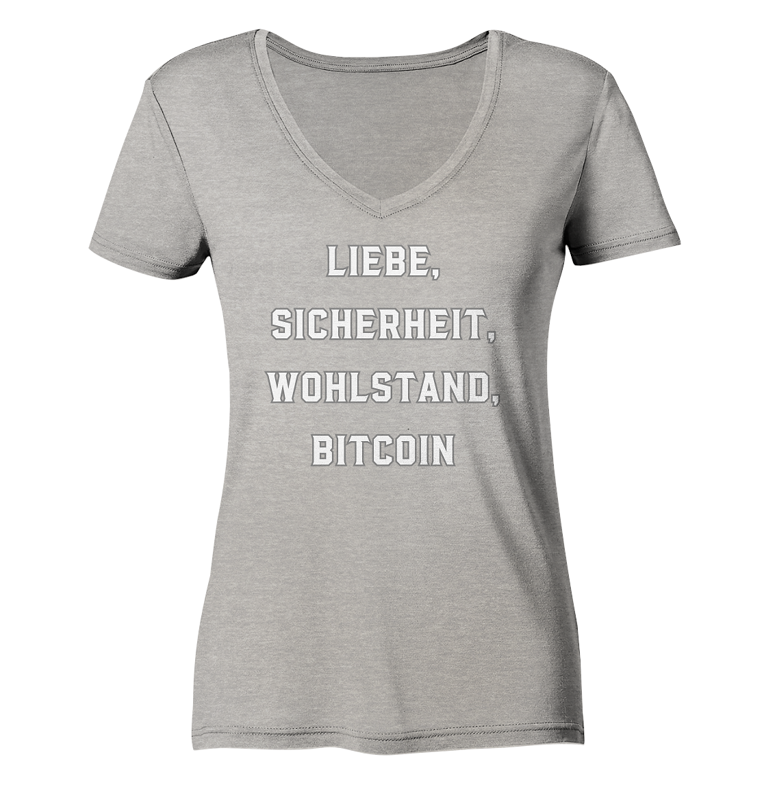 LIEBE, SICHERHEIT, WOHLSTAND, BITCOIN - Ladies Collection  - Ladies Organic V-Neck Shirt