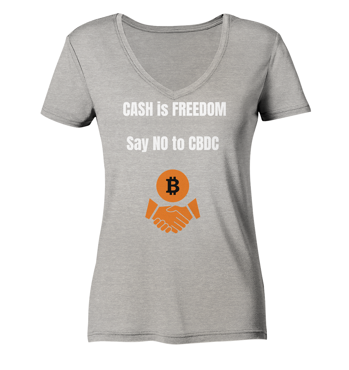 CASH is FREEDOM, Say NO to CBDC (Ladies Collection 21% Rabatt bis zum Halving 2024)  - Ladies Organic V-Neck Shirt