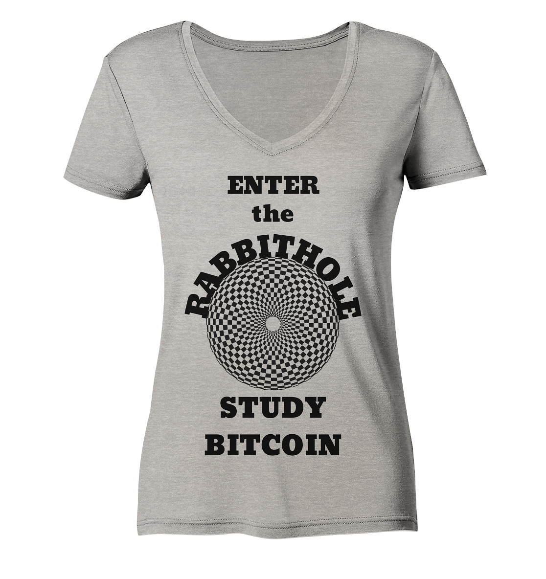 ENTER the RABBITHOLE - STUDY BITCOIN # Ladies Collection 21% Rabatt bis zum Halving 2024  - Ladies Organic V-Neck Shirt