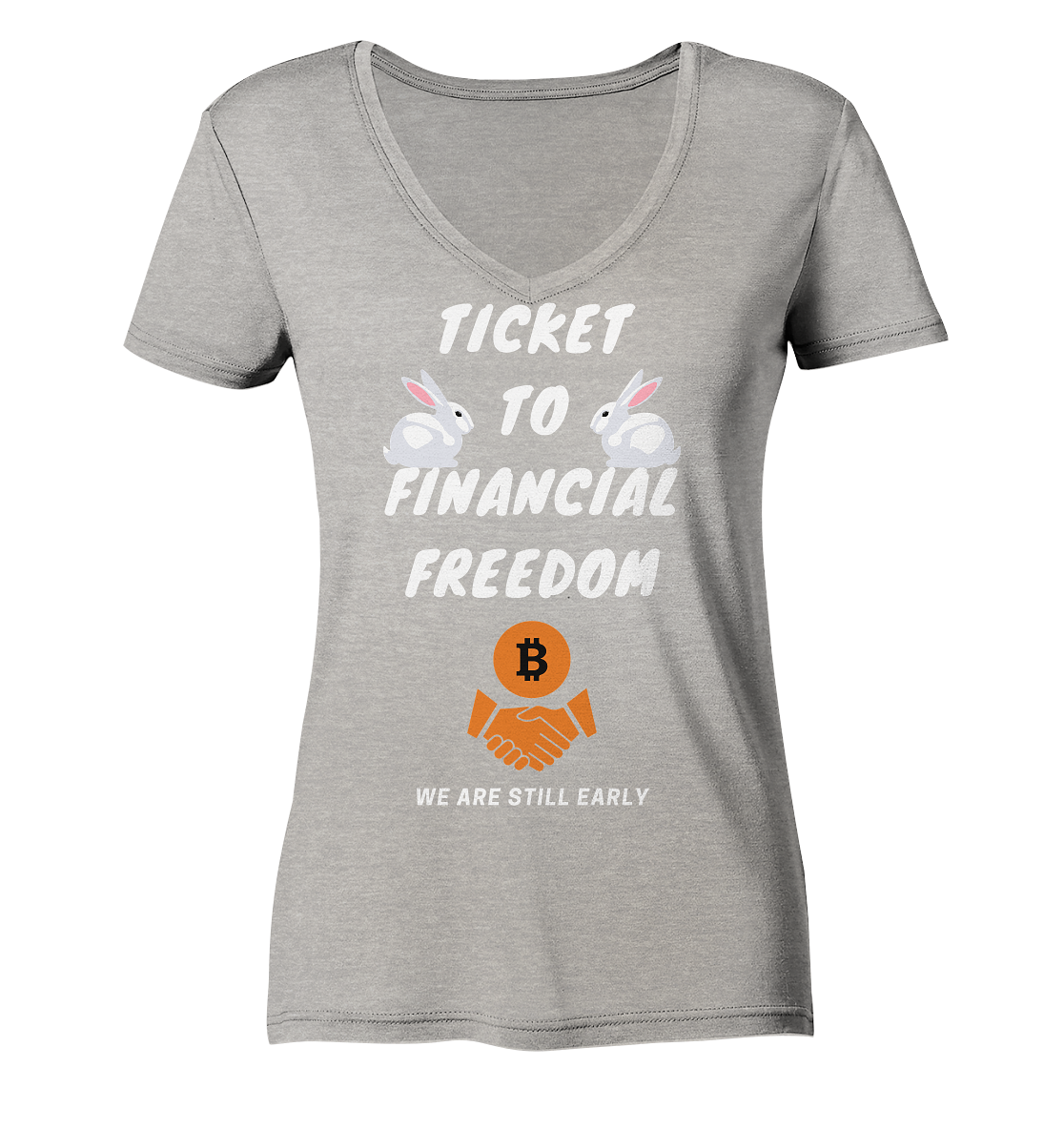 TICKET TO FINANCIAL FREEDOM - rabbit version (Ladies Collection 21% Rabatt bis zum Halving 2024) - Ladies Organic V-Neck Shirt