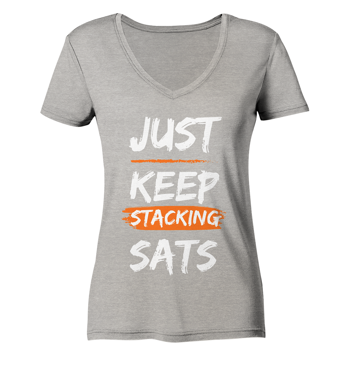 JUST KEEP STACKING SATS - LADIES COLLECTION 21% automat. Rabatt bis zum Halving 2024   - Ladies Organic V-Neck Shirt