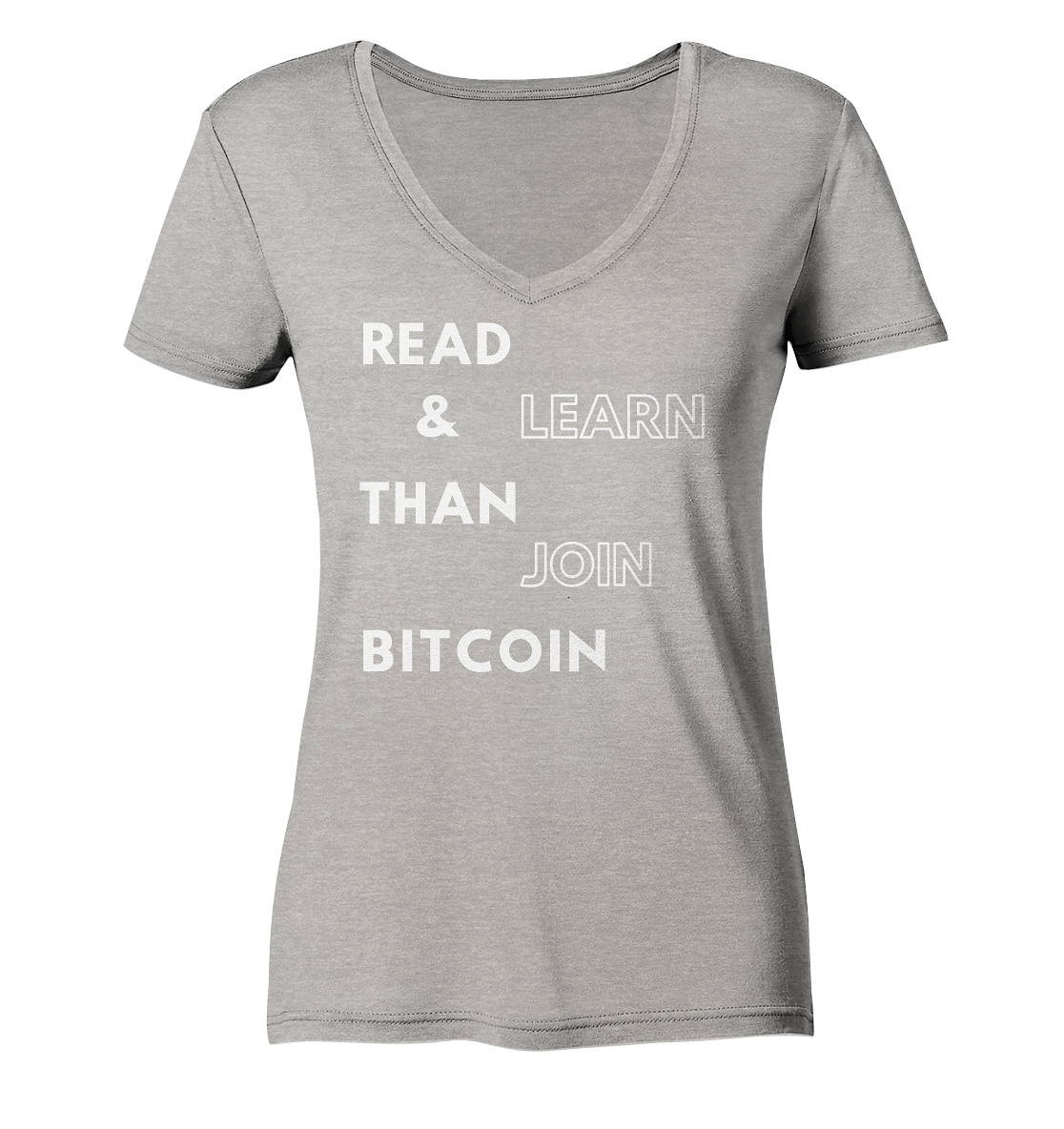 READ & LEARN THAN JOIN BITCOIN - Ladies Collection - Ladies Organic V-Neck Shirt