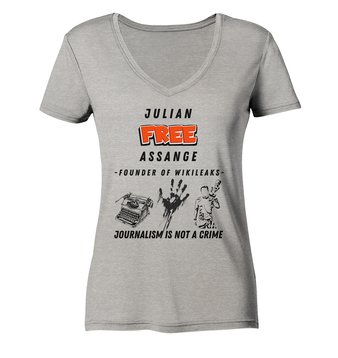 FREE JULIAN ASSANGE - FOUNDER OF WIKILEAKS - JOURNALISM IS NOT A CRIME (3 Grafiken) - Ladies Collection 21% Rabatt bis zum Halving 2024) - Ladies Organic V-Neck Shirt