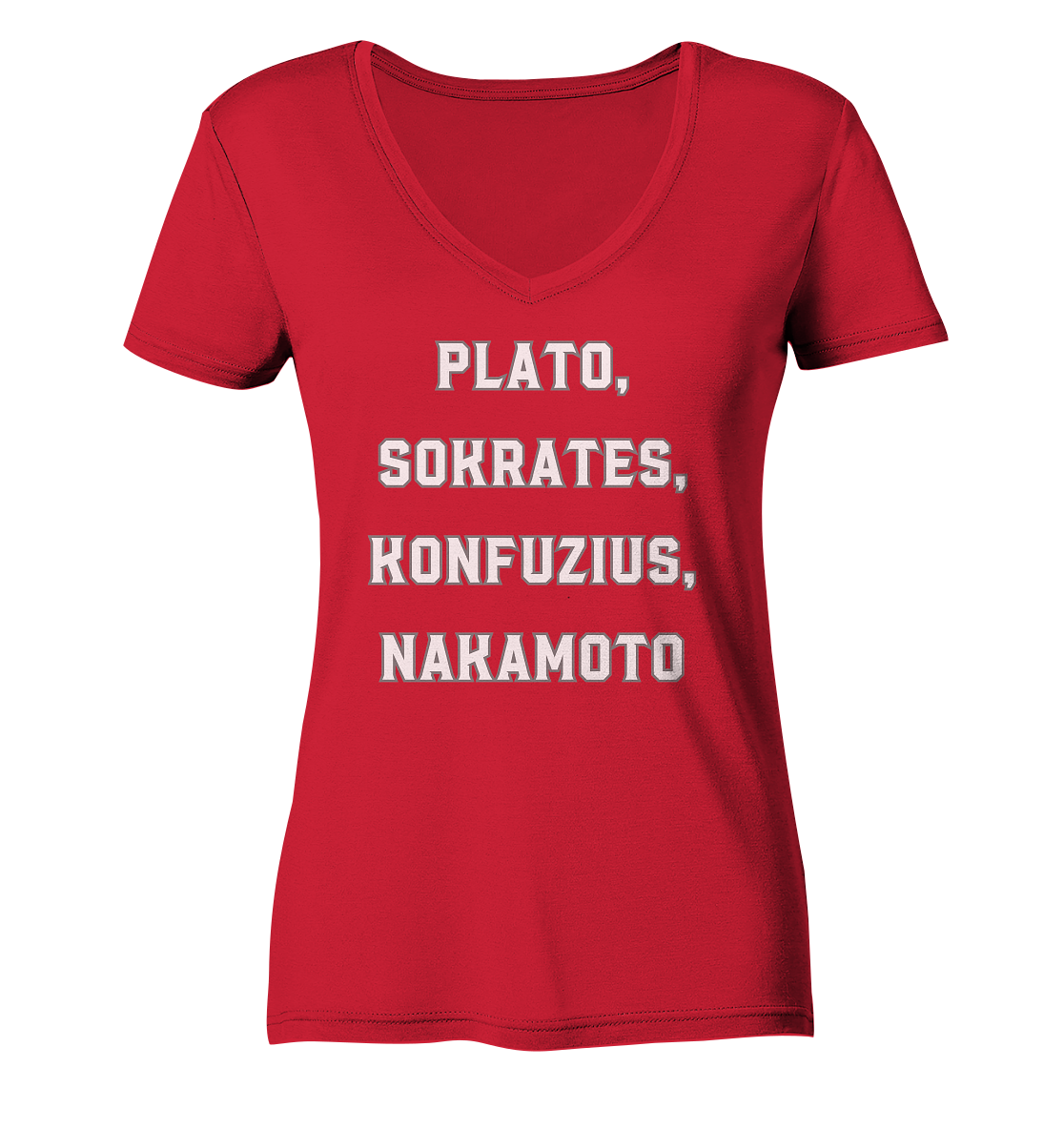 PLATO, SOKRATES, KONFUZIUS, NAKAMOTO - Ladies Collection - Ladies Organic V-Neck Shirt