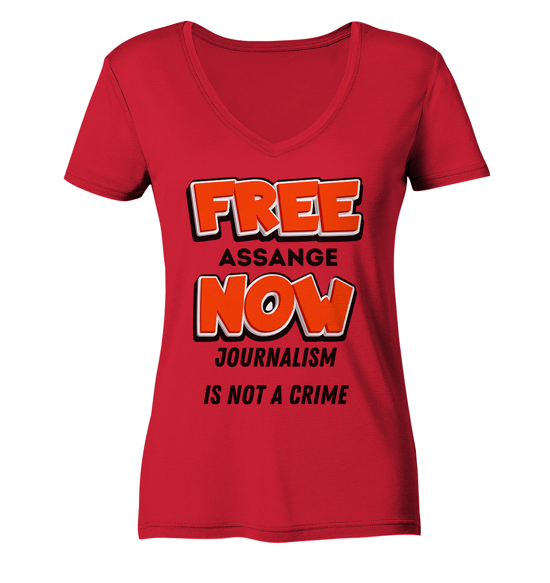 FREE ASSANGE NOW - JOURNALISM IS NOT A CRIME (Ladies Collection 21% Rabatt bis zum Halving 2024)  - Ladies Organic V-Neck Shirt