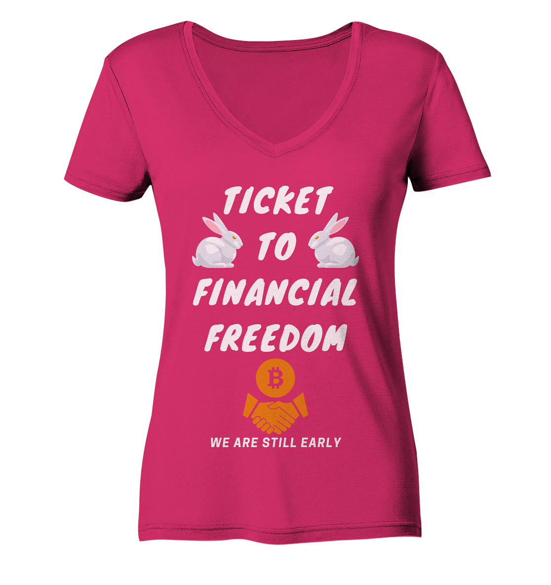 TICKET TO FINANCIAL FREEDOM - LADIES COLLECTION 21% automat. Rabatt bis zum Halving 2024   - Ladies Organic V-Neck Shirt