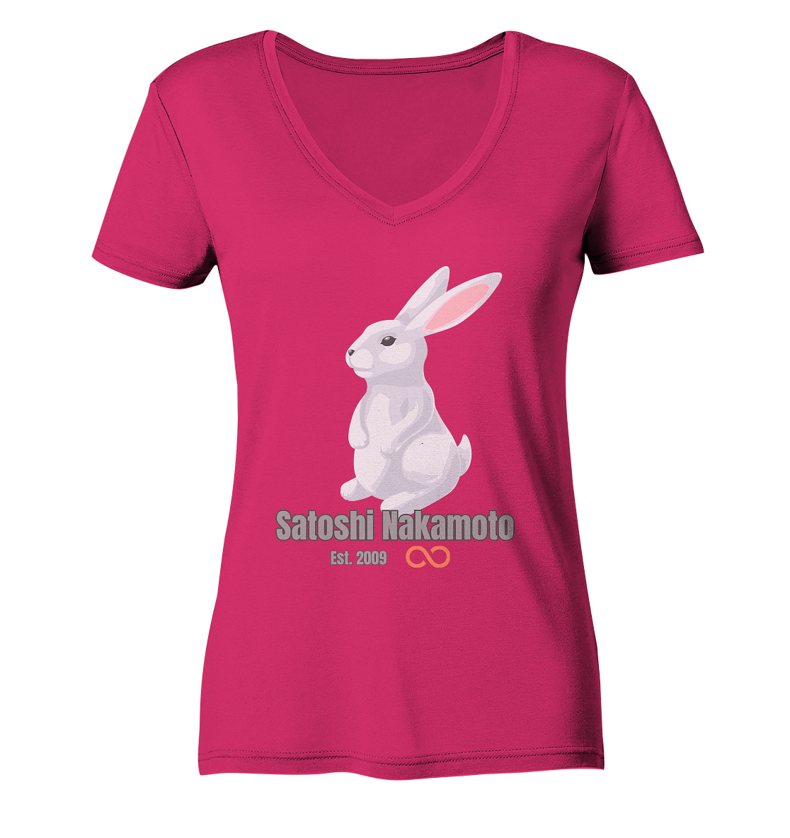 SATOSHI NAKAMOTO Est. 2009 (unendlich) - LADIES COLLECTION 21% automat. Rabatt bis zum Halving 2024  - Ladies Organic V-Neck Shirt