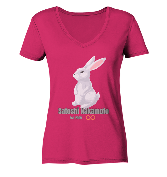 SATOSHI NAKAMOTO Est. 2009 (unendlich) - LADIES COLLECTION 21% automat. Rabatt bis zum Halving 2024  - Ladies Organic V-Neck Shirt