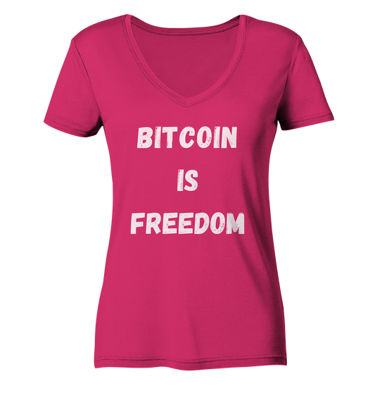 BITCOIN IS FREEDOM - LADIES COLLECTION 21% automat. Rabatt bis zum Halving 2024  - Ladies Organic V-Neck Shirt