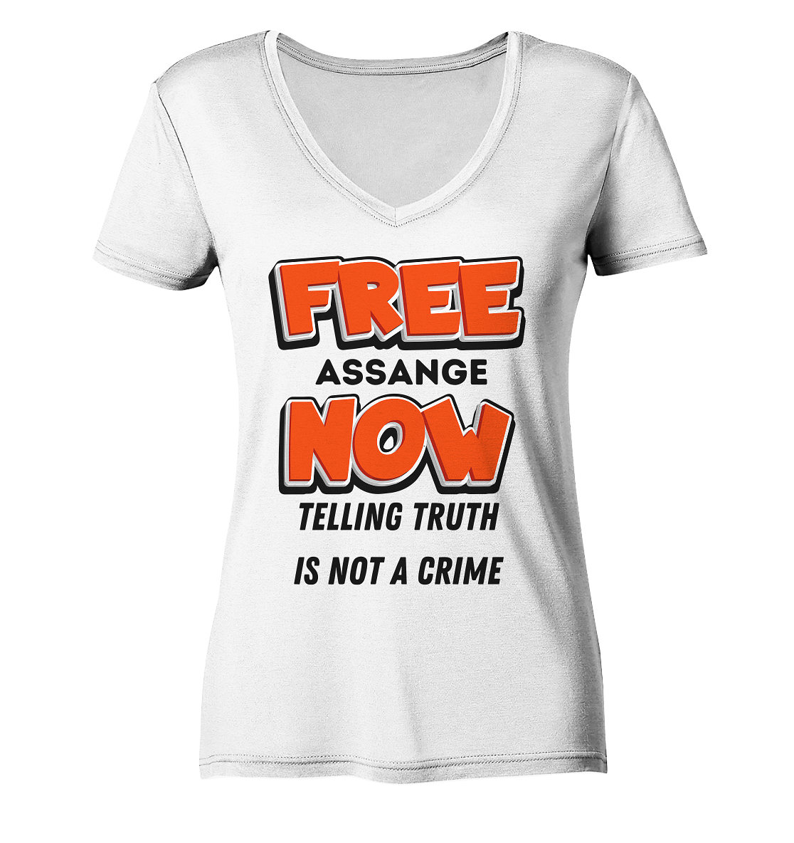 FREE ASSANGE NOW - TELLING TRUTH IS NOT A CRIME (Ladies Collection 21% Rabatt bis zum Halving 2024) - Ladies Organic V-Neck Shirt