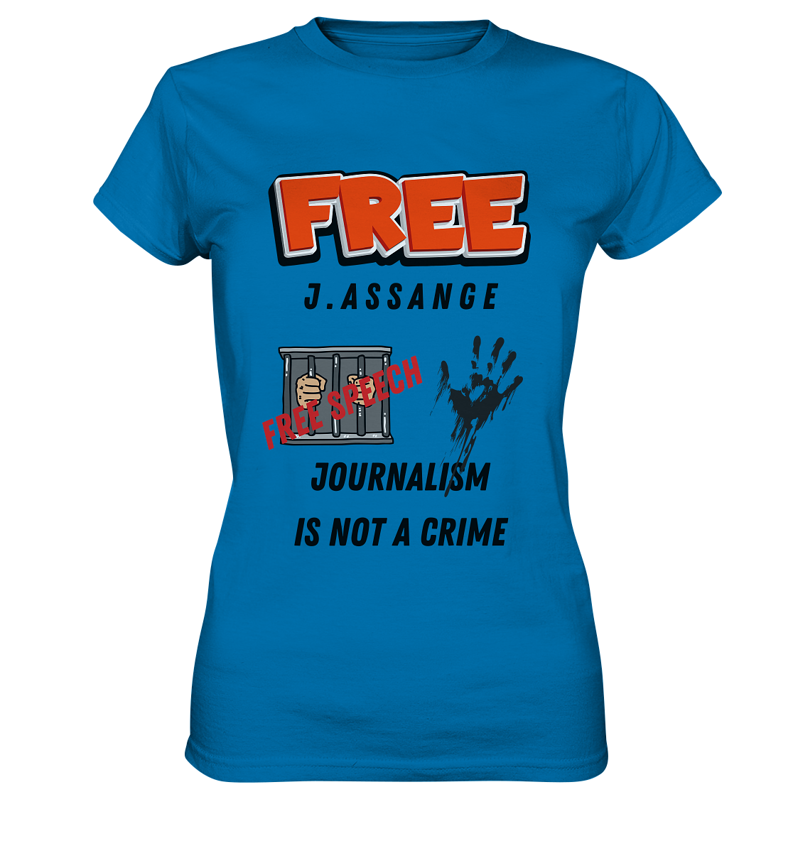 FREE J.ASSANGE - JOURNALISM IS NOT A CRIME # FREE SPEECH (2 GRAFIKEN) - Ladies Collection 21% Rabatt bis zum Halving 2024) - Ladies Premium Shirt