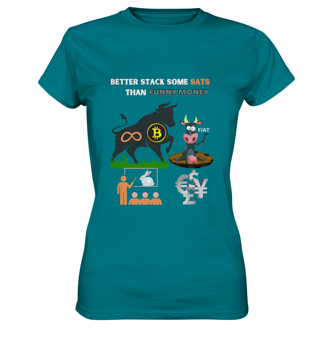 BETTER STACK SOME SATS THAN FUNNY MONEY - BTC BULLE, unendlich, Kaninchenbau-Schule,... - LADIES COLLECTION 21% automat. Rabatt bis zum Halving 2024 - Ladies Premium Shirt