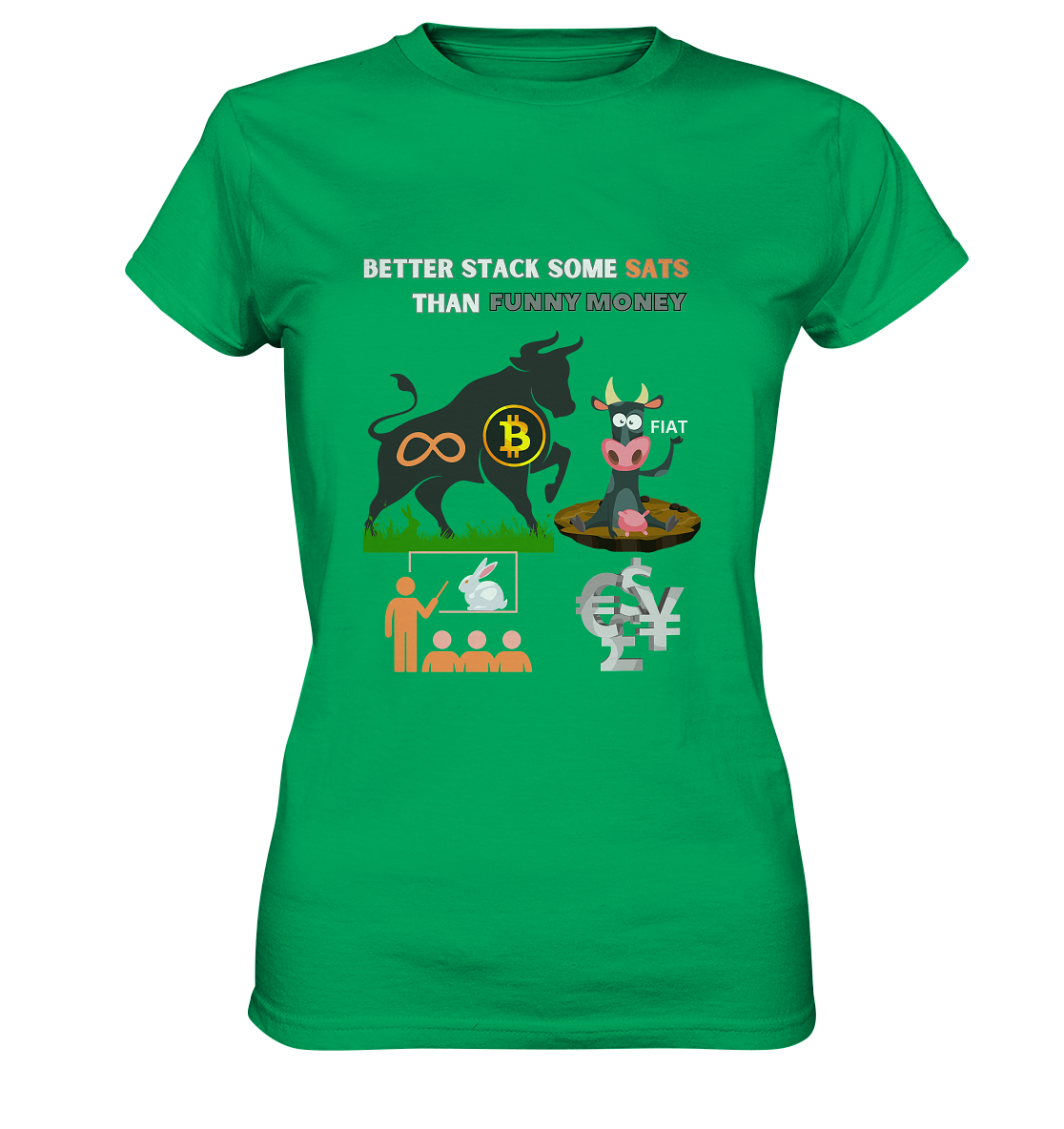 BETTER STACK SOME SATS THAN FUNNY MONEY - BTC BULLE, unendlich, Kaninchenbau-Schule,... - LADIES COLLECTION 21% automat. Rabatt bis zum Halving 2024 - Ladies Premium Shirt