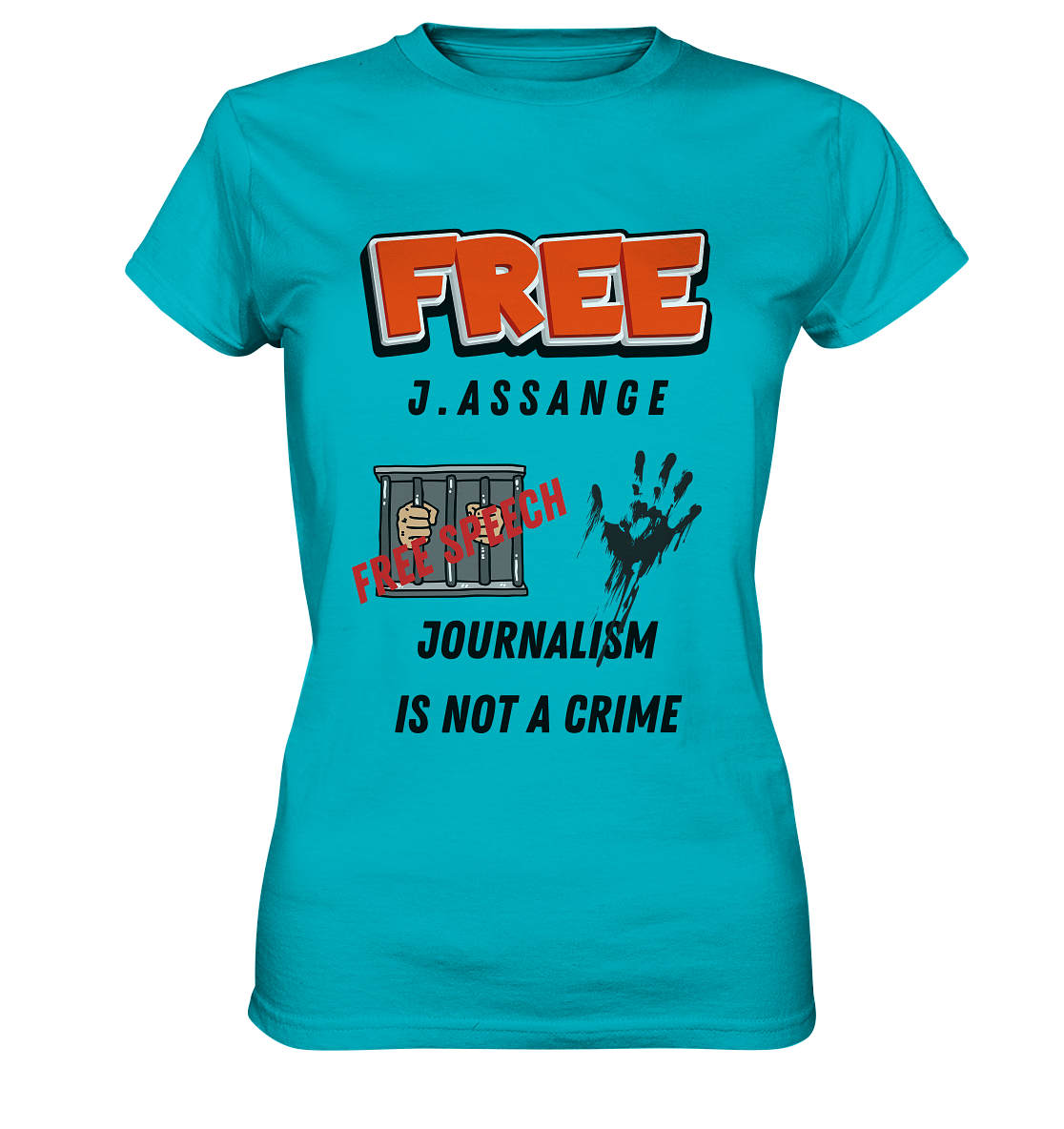 FREE J.ASSANGE - JOURNALISM IS NOT A CRIME # FREE SPEECH (2 GRAFIKEN) - Ladies Collection 21% Rabatt bis zum Halving 2024) - Ladies Premium Shirt