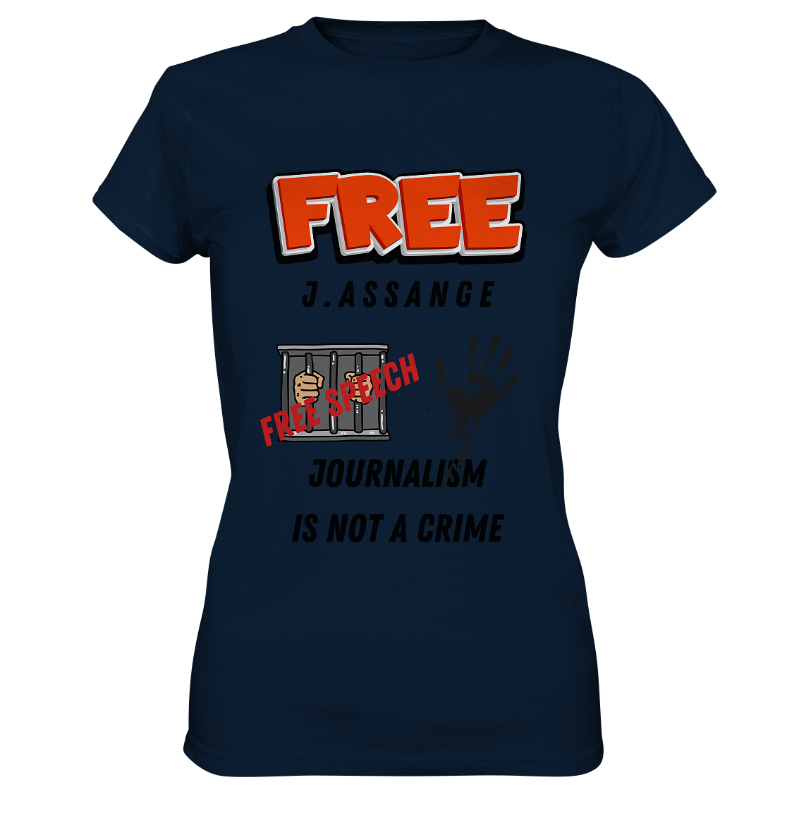 FREE J.ASSANGE - JOURNALISM IS NOT A CRIME # FREE SPEECH (2 GRAFIKEN) - Ladies Collection 21% Rabatt bis zum Halving 2024) - Ladies Premium Shirt