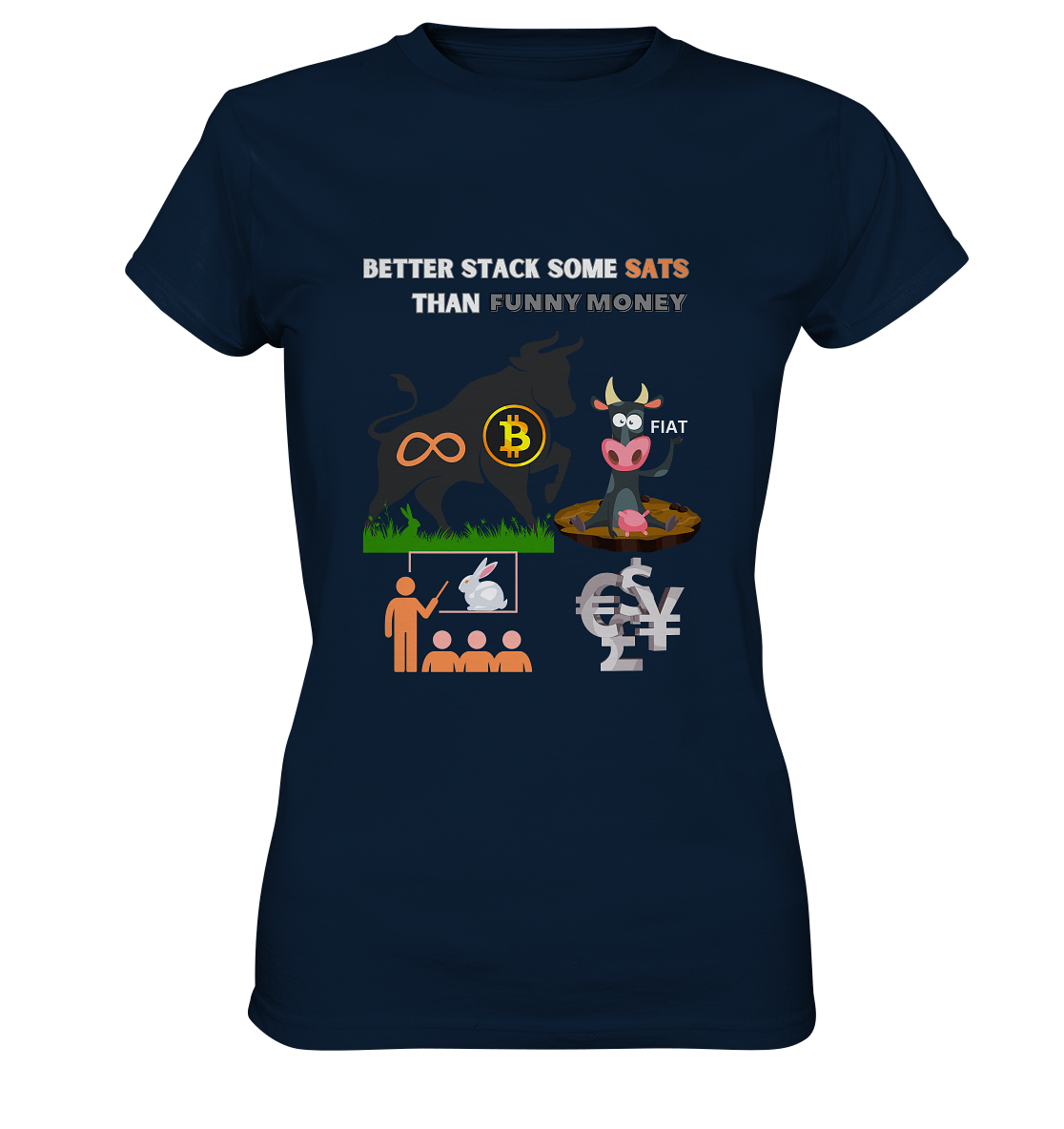 BETTER STACK SOME SATS THAN FUNNY MONEY - BTC BULLE, unendlich, Kaninchenbau-Schule,... - LADIES COLLECTION 21% automat. Rabatt bis zum Halving 2024 - Ladies Premium Shirt