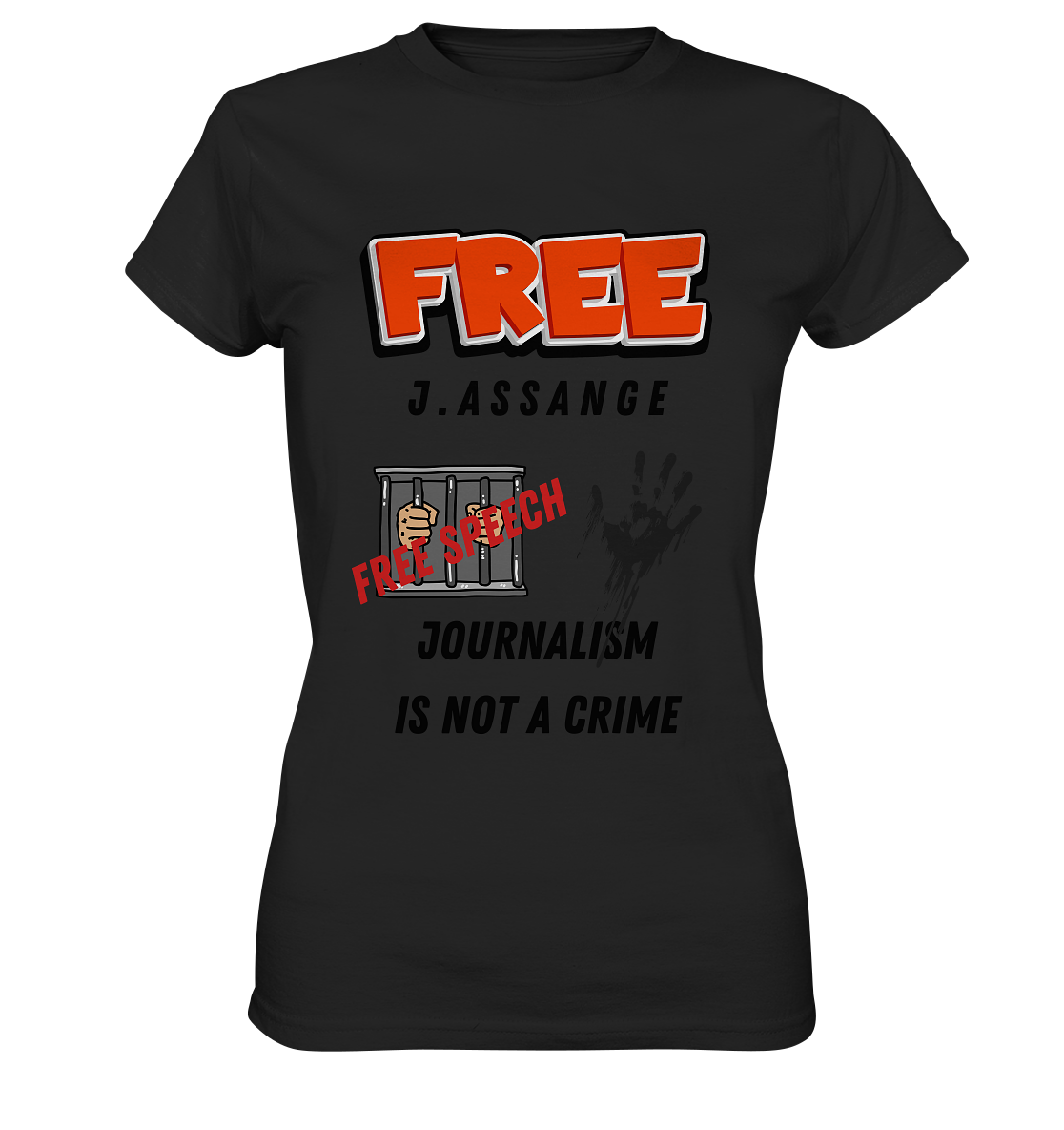 FREE J.ASSANGE - JOURNALISM IS NOT A CRIME # FREE SPEECH (2 GRAFIKEN) - Ladies Collection 21% Rabatt bis zum Halving 2024) - Ladies Premium Shirt