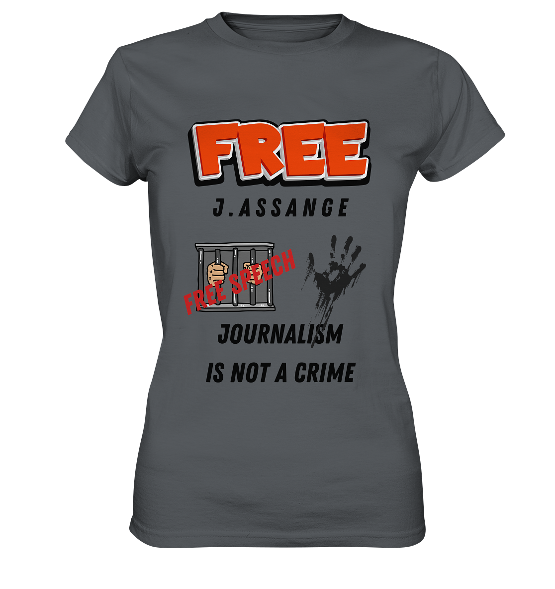 FREE J.ASSANGE - JOURNALISM IS NOT A CRIME # FREE SPEECH (2 GRAFIKEN) - Ladies Collection 21% Rabatt bis zum Halving 2024) - Ladies Premium Shirt