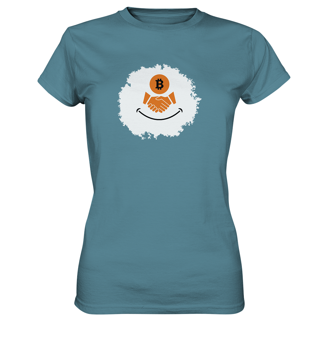 Smiley Bitcoin handshake - (Ladies Collection 21% Rabatt bis zum Halving 2024) - Ladies Premium Shirt