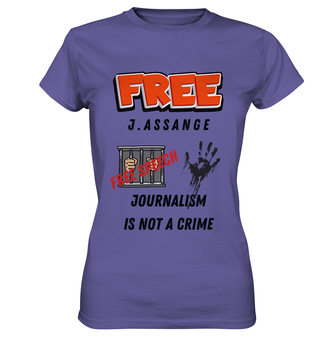 FREE J.ASSANGE - JOURNALISM IS NOT A CRIME # FREE SPEECH (2 GRAFIKEN) - Ladies Collection 21% Rabatt bis zum Halving 2024) - Ladies Premium Shirt