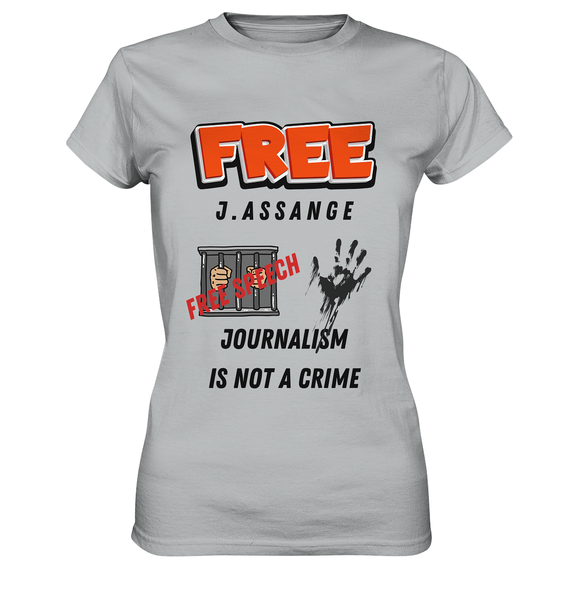 FREE J.ASSANGE - JOURNALISM IS NOT A CRIME # FREE SPEECH (2 GRAFIKEN) - Ladies Collection 21% Rabatt bis zum Halving 2024) - Ladies Premium Shirt