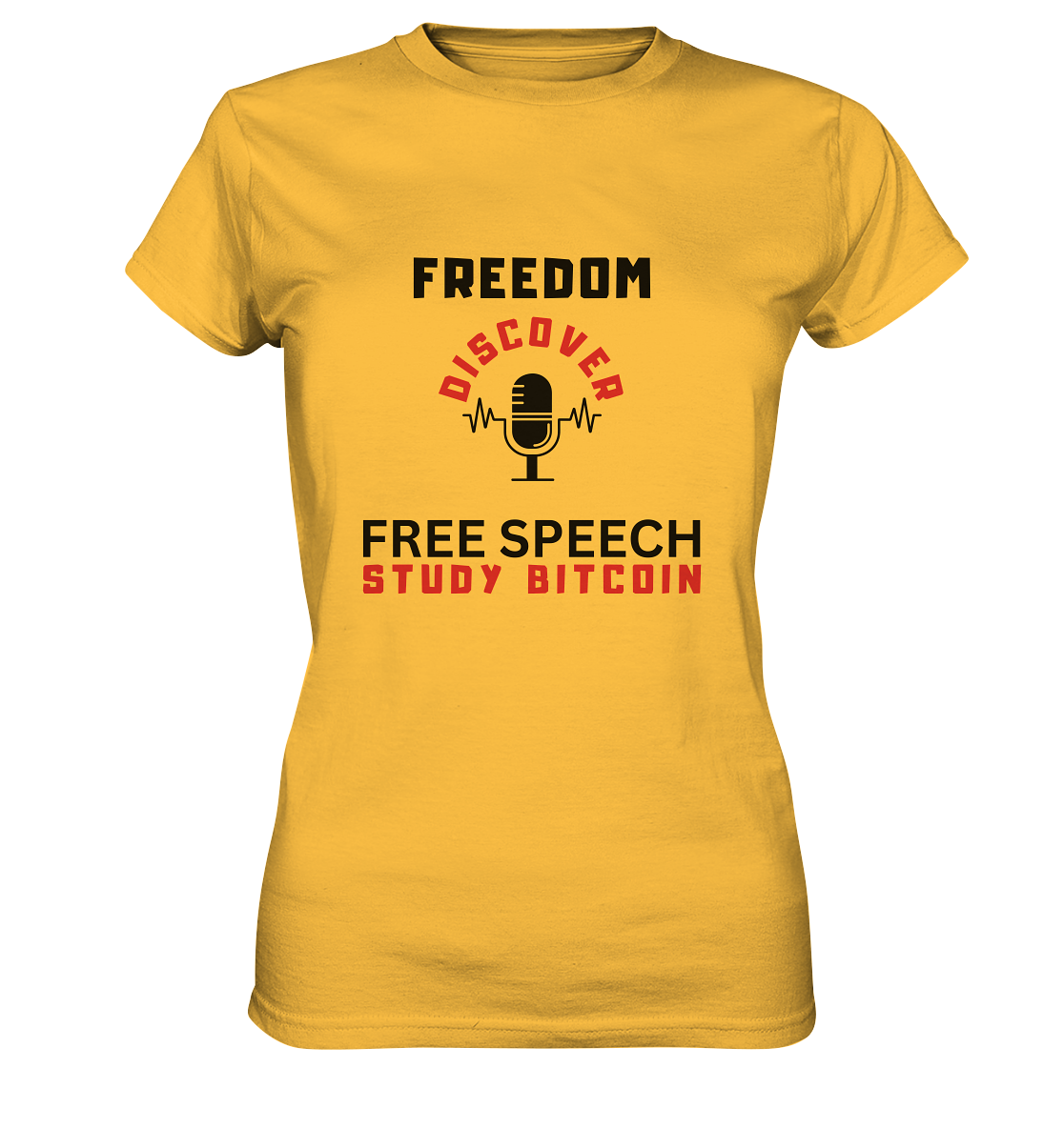 FREEDOM (Mikrofon) DISCOVER FREE SPEECH, STUDY BITCOIN - LADIES COLLECTION 21% automat. Rabatt bis zum Halving 2024  - Ladies Premium Shirt