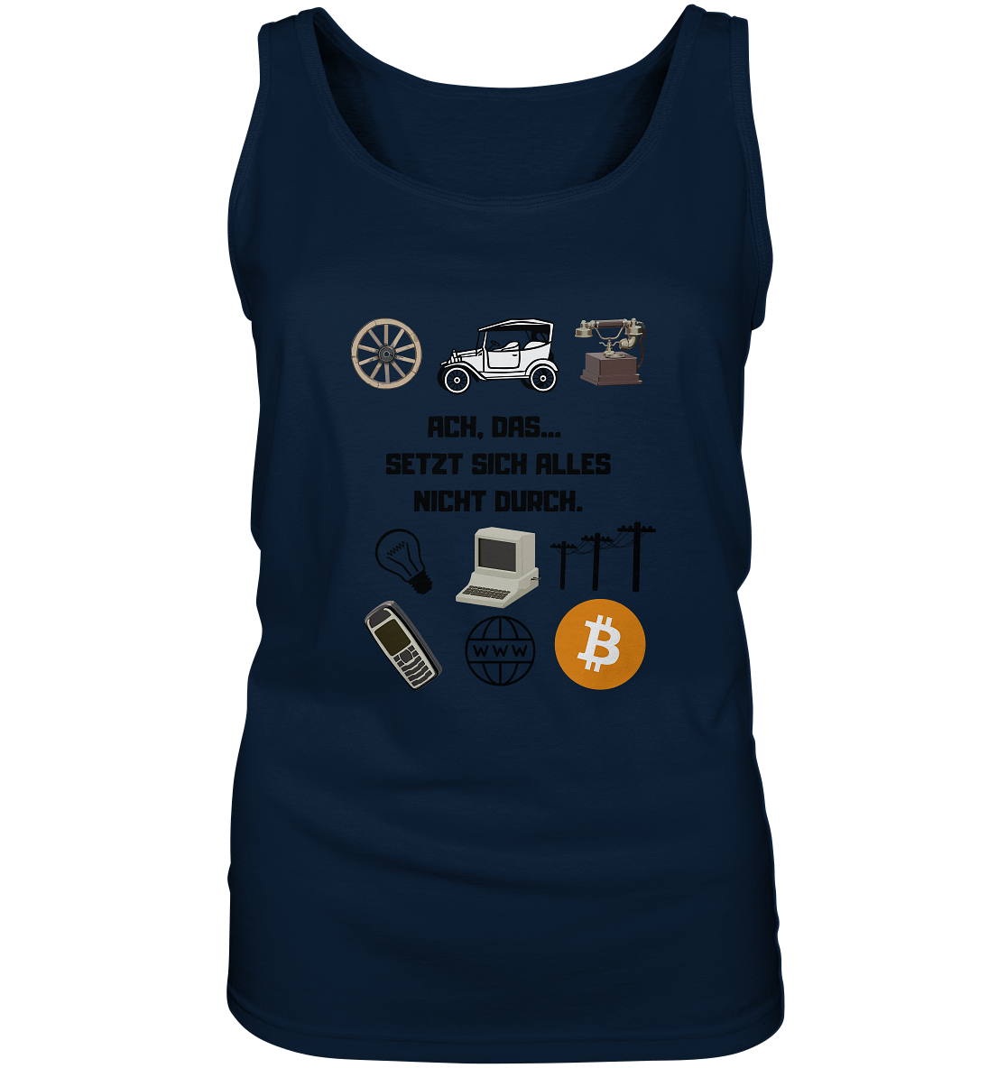 ACH, DAS... SETZT SICH ALLES NICHT DURCH. (Grafiken, BTC Symbol) - LADIES COLLECTION 21% automat. Rabatt bis zum Halving 2024  - Ladies Tank-Top