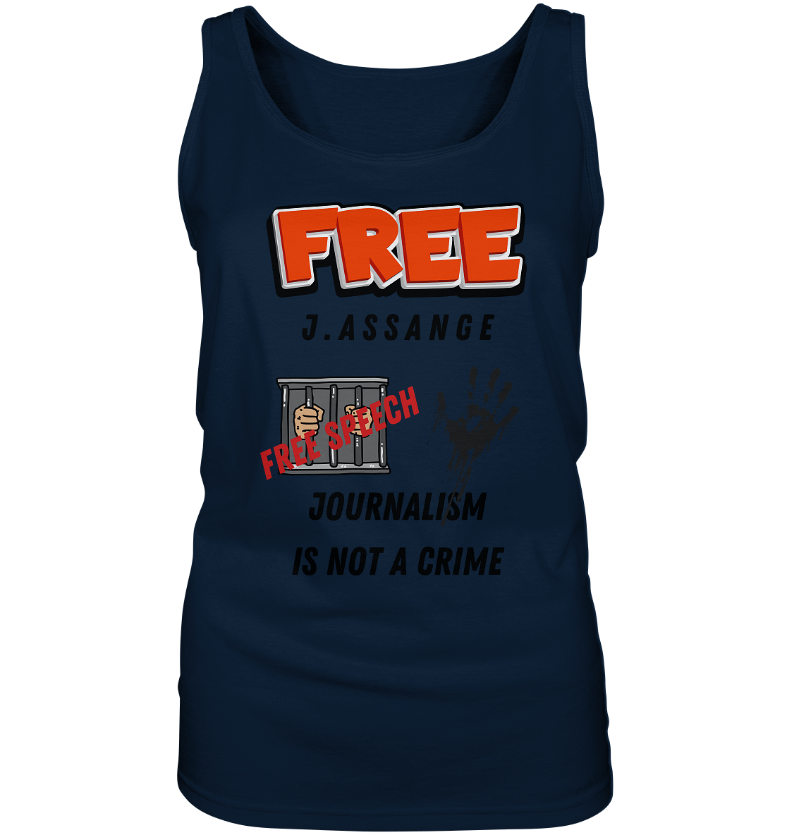 FREE J.ASSANGE - JOURNALISM IS NOT A CRIME # FREE SPEECH (2 GRAFIKEN) - Ladies Collection 21% Rabatt bis zum Halving 2024) - Ladies Tank-Top