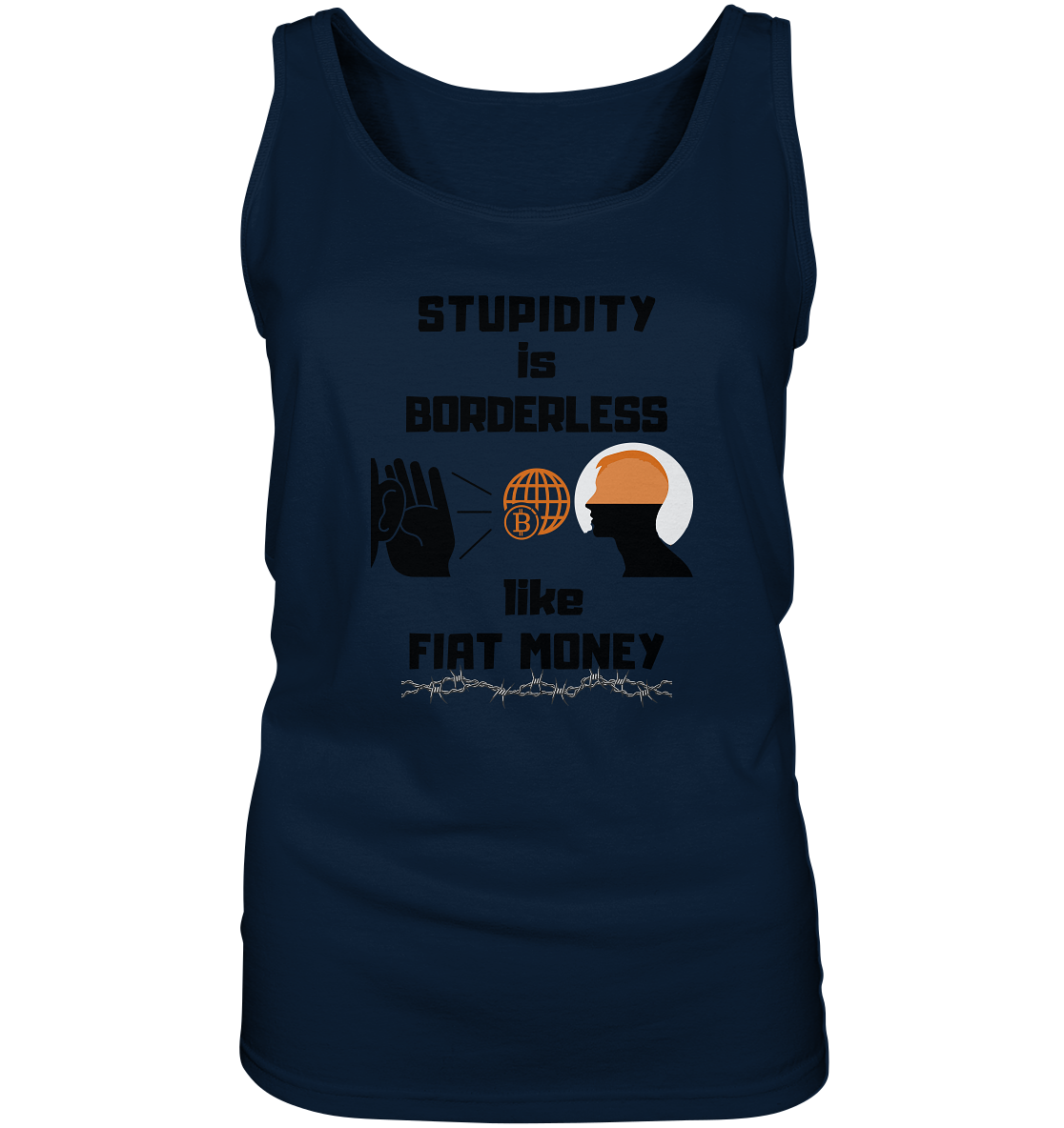 STUPIDITY is BORDERLESS like FIAT MONEY (BTC World, Version 3) LADIES COLLECTION 21% automat. Rabatt bis zum Halving 2024 - Ladies Tank-Top