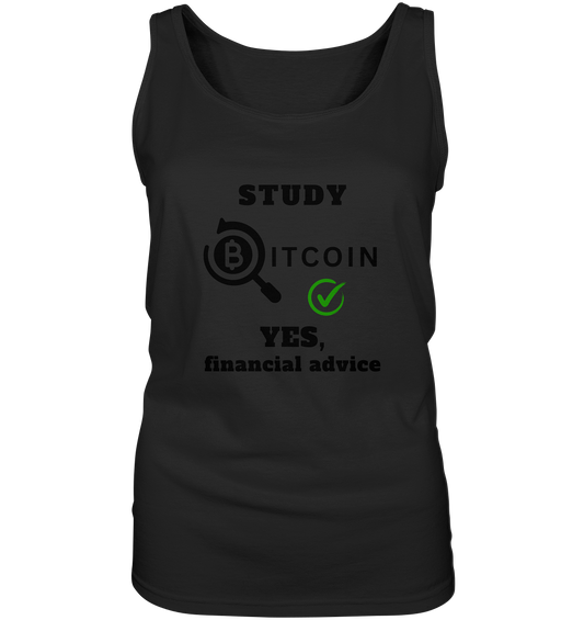 STUDY BITCOIN - YES, financial advice (Version Lupe, grüner Haken) - LADIES COLLECTION 21% automat. Rabatt bis zum Halving 2024   - Ladies Tank-Top