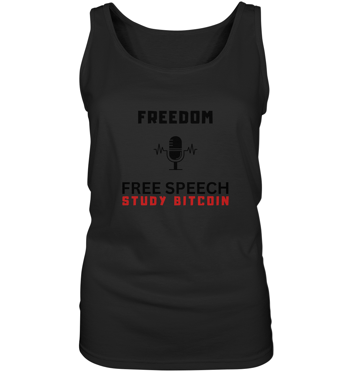 FREEDOM (Mikrofon) FREE SPEECH, STUDY BITCOIN - LADIES COLLECTION 21% automat. Rabatt bis zum Halving 2024 - Ladies Tank-Top