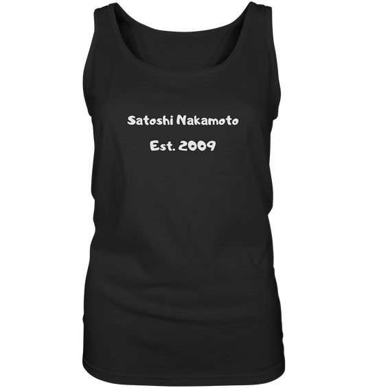 SATOSHI NAKAMOTO Est. 2009 (Signatur pur) - LADIES COLLECTION 21% automat. Rabatt bis zum Halving 2024   - Ladies Tank-Top