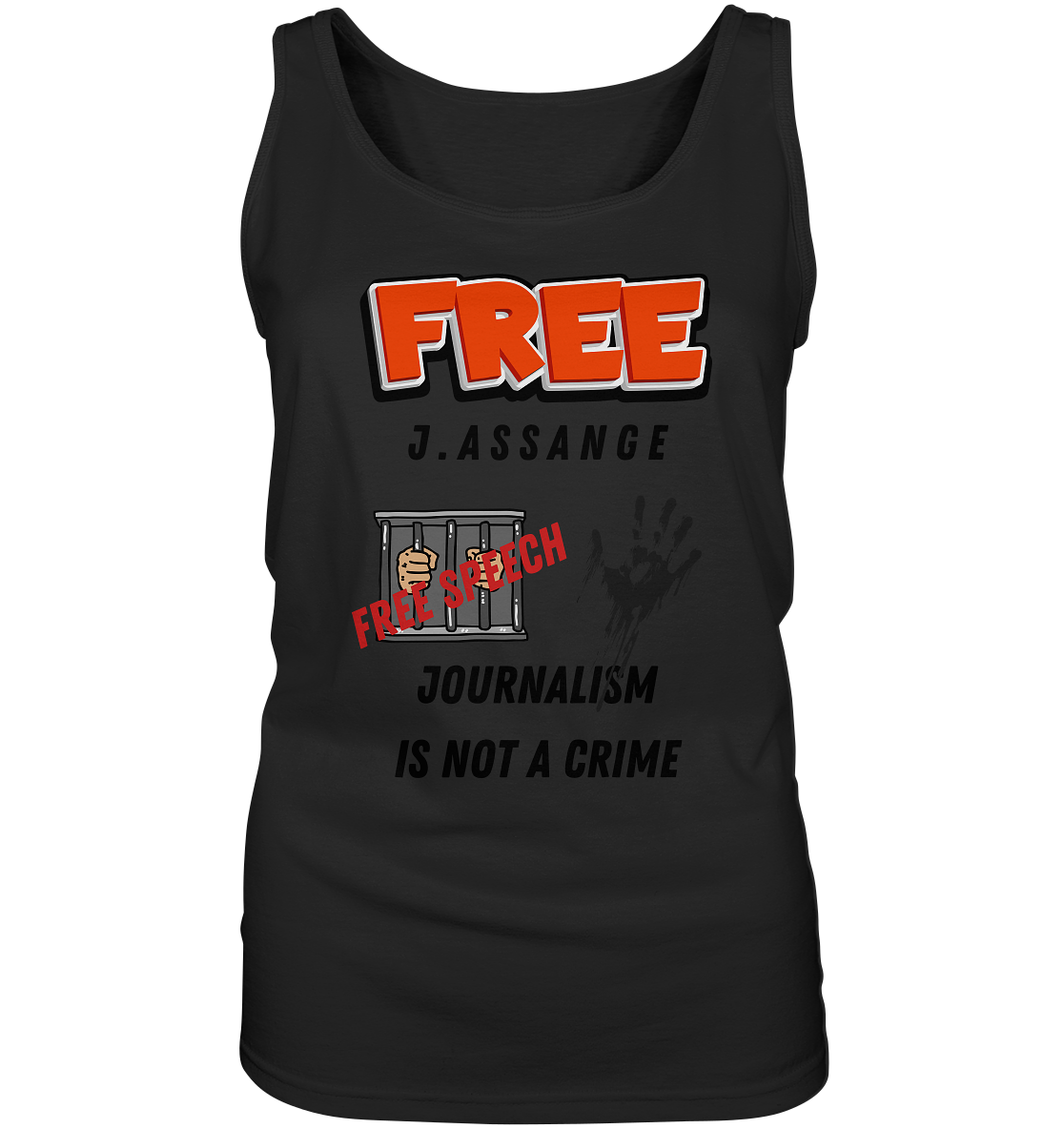 FREE J.ASSANGE - JOURNALISM IS NOT A CRIME # FREE SPEECH (2 GRAFIKEN) - Ladies Collection 21% Rabatt bis zum Halving 2024) - Ladies Tank-Top